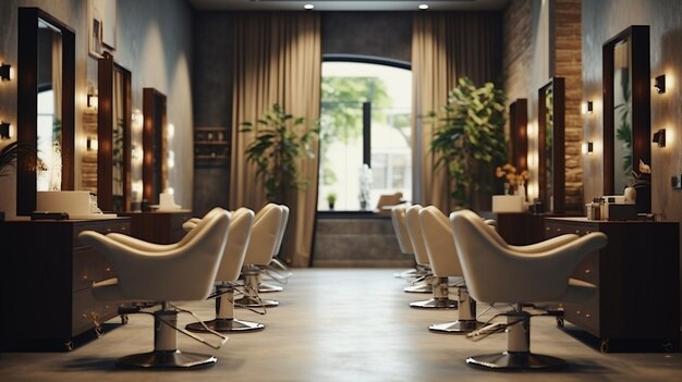 Photo an interior view of a elegant and luxury barbershop beauty saloon beauty parlor