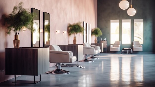 Photo an interior view of a elegant and luxury barbershop beauty saloon beauty parlor