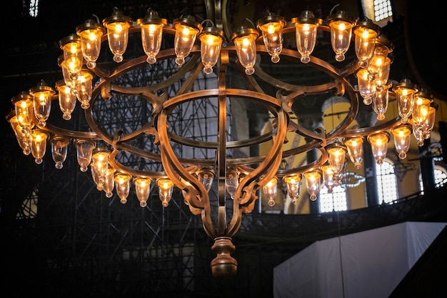 Interior view of the Hagia Sophia Museum in Istanbul Turkey