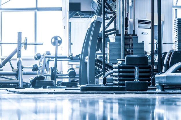 Interior view of modern gym equipment