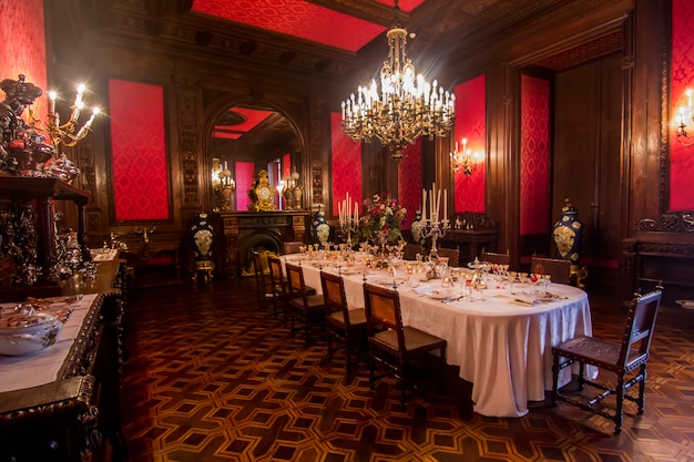 Interior view of one of the beautiful rooms of Ajuda palace located in Lisbon, Portugal.