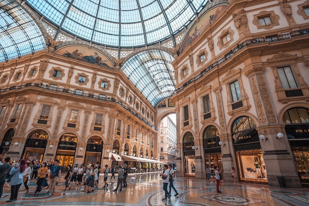 interior of the Vittorio Emanuele II Gallery, square Duomo