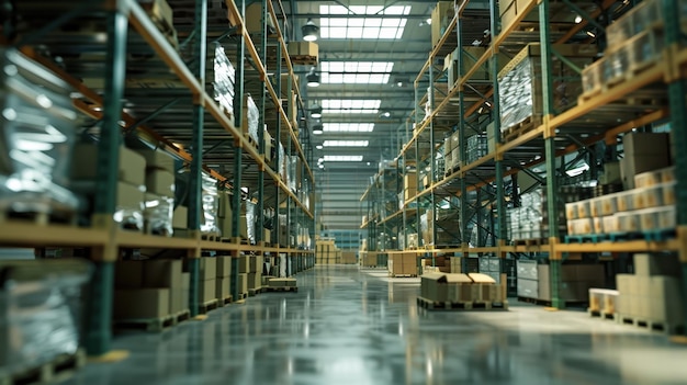 Photo the interior of a warehouse