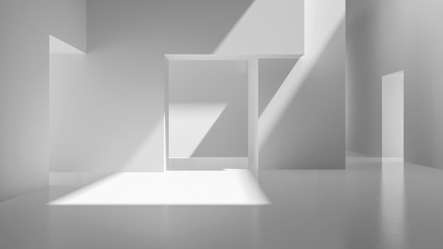 Interior white abstract empty room 3D rendering