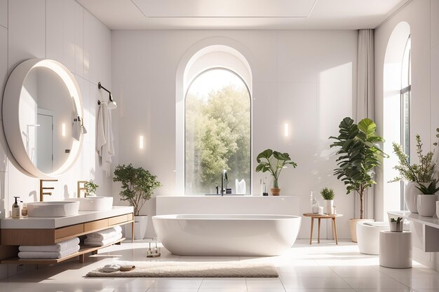 Interior of white modern bathroom