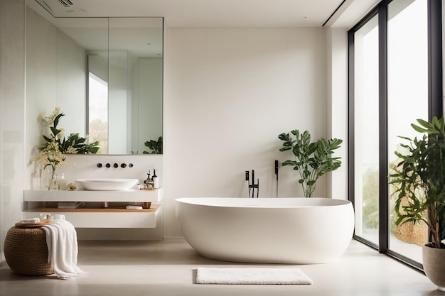 Interior of white modern bathroom