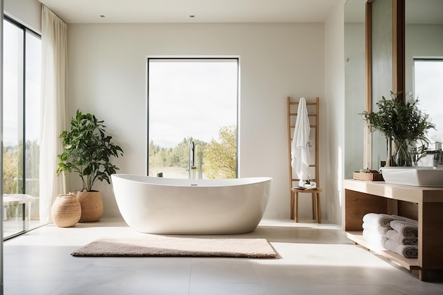 Interior of white modern bathroom