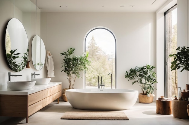 Interior of white modern bathroom