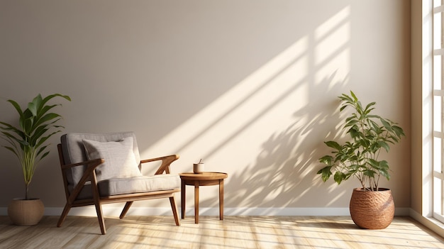 Interior with armchair and plant Mock up Generative AI