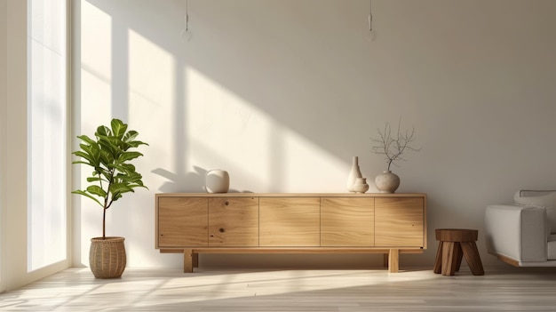 Interior with Wooden Sideboard