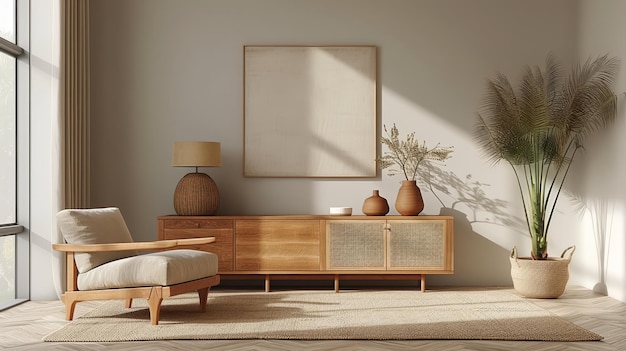 Interior with Wooden Sideboard