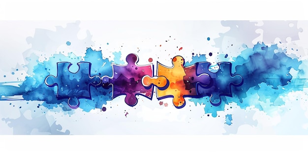 Photo interlocking puzzle pieces with a watercolor texture symbolizing connection