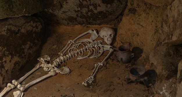 internal skeleton of a tomb of the giants reconstruction of the Nuragic period