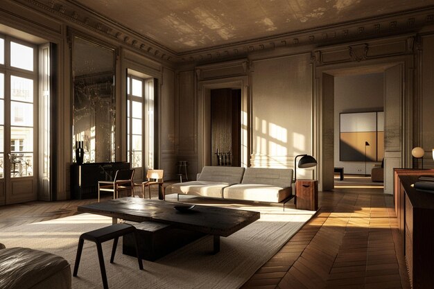 internal view of an old parisian minimalist