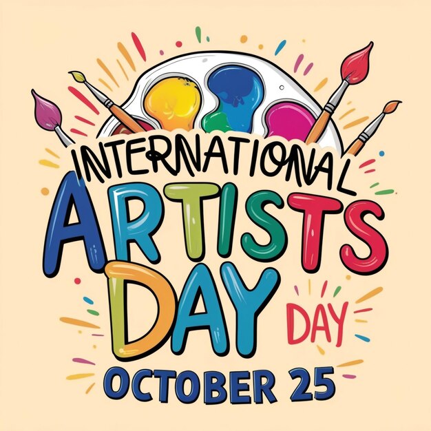 Photo international artists day banner design