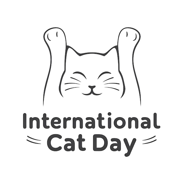 International Cat Day Silhouette Vector Illustration_Happy Cat Day