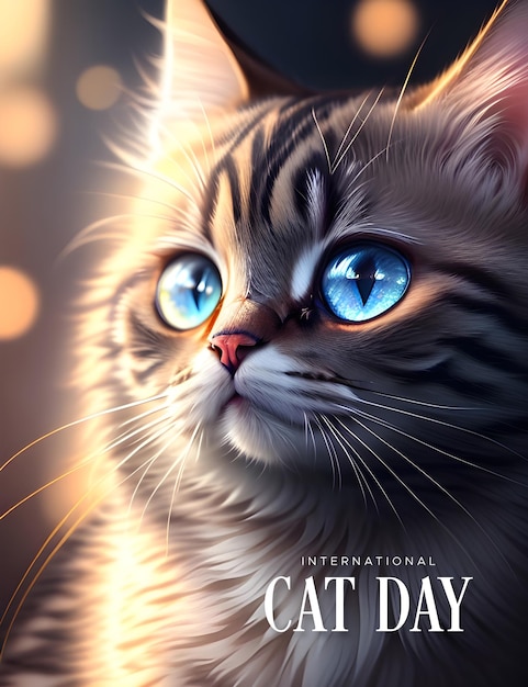 International cat day with a realistic cat