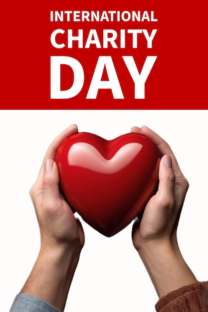 Photo international charity day hands holding heart icon