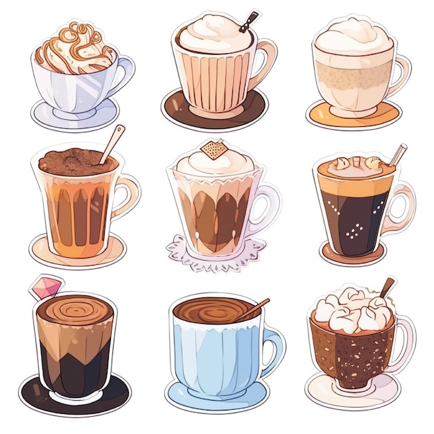 international coffee day cartoon vector set