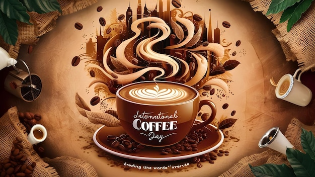 Photo international coffee day poster design for social media