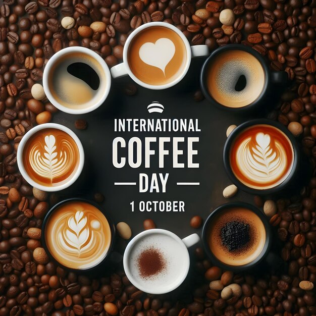 international coffee day poster vector image illustration