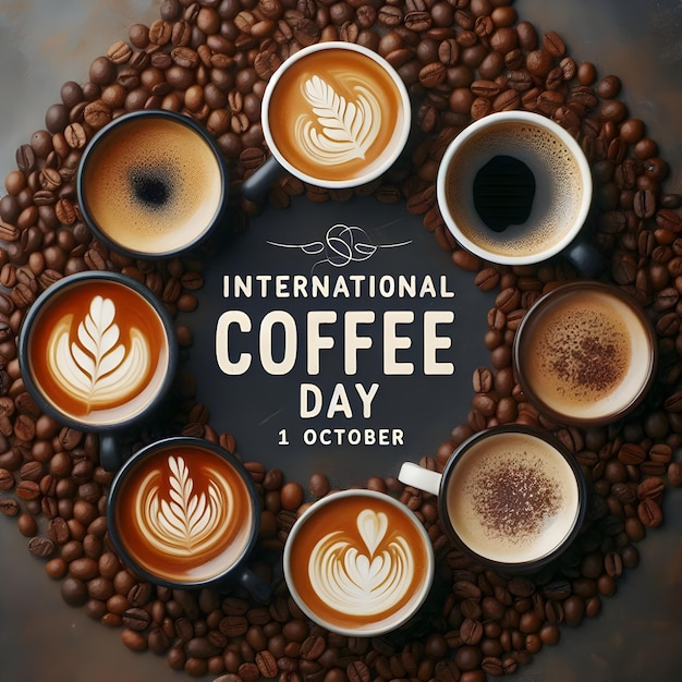 international coffee day poster vector image illustration