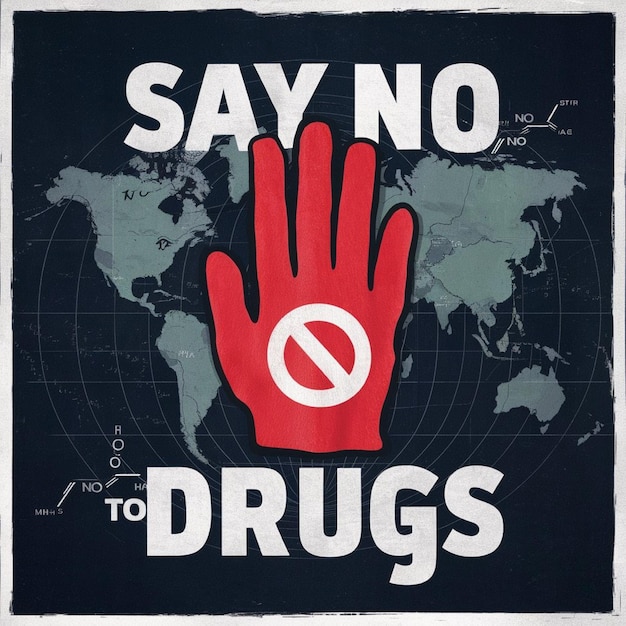 Photo international day against drug abuse with a say no to drugs sign