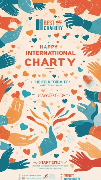 Photo international day of charity with heart and coin