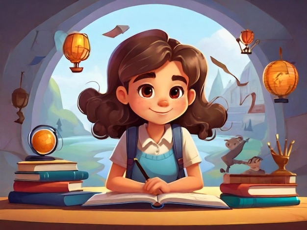 International day of education in cartoon style