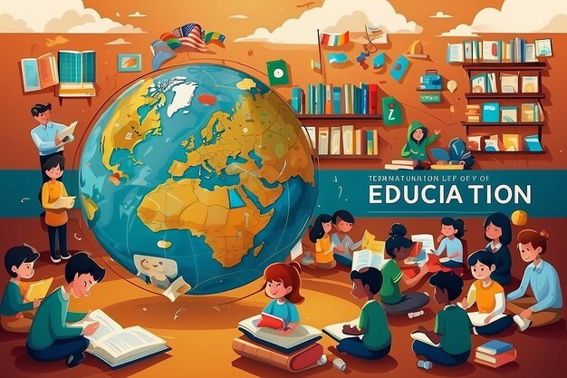 Photo international day of education illustration