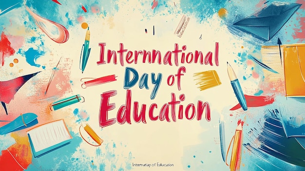 Photo international day of education large clear text centered