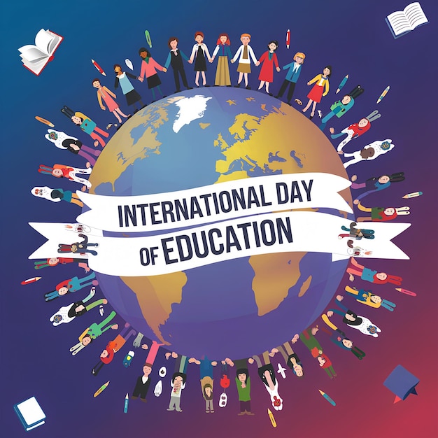 Photo international day of education poster global learning theme