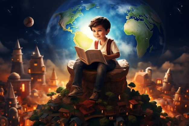 International day of education scene with fantasy style