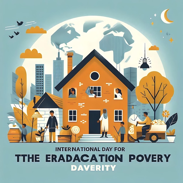 international day for the eradication of poverty flat illustration typography