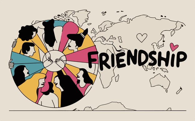 Photo international day of friendship modern abstract illustration