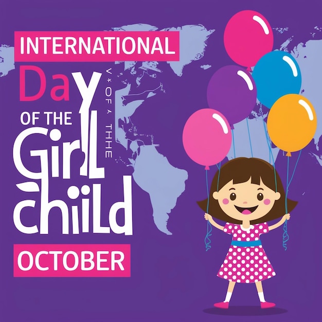 Photo international day of the girl child empowering and inspirational background vector design for girls