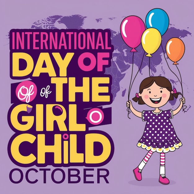 Photo international day of the girl child empowering and inspirational background vector design for girls