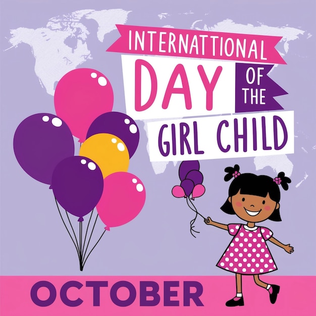 Photo international day of the girl child empowering and inspirational background vector design for girls