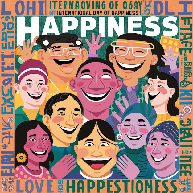 Photo international day of happiness with people smiling and spreading joy