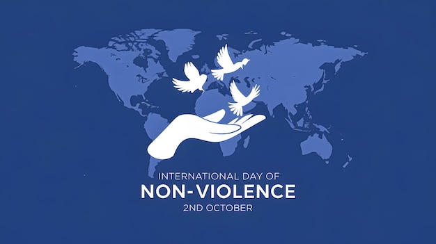 Photo international day of non violence 2nd october banner design