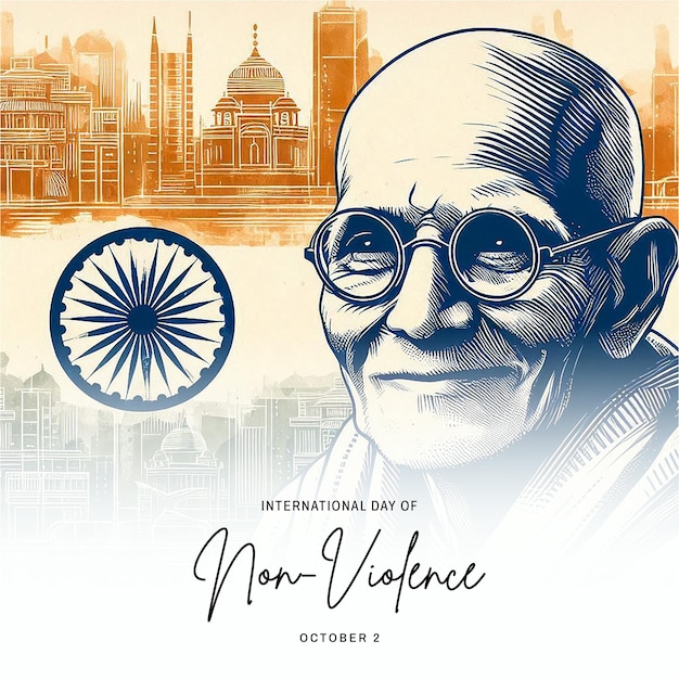 Photo international day of non violence social media post banner poster template gandhi portrait india