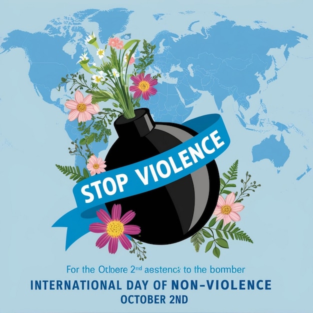 Photo international day of nonviolence flat design with floral elements