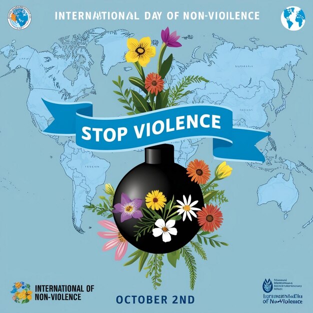 Photo international day of nonviolence flat design with floral elements