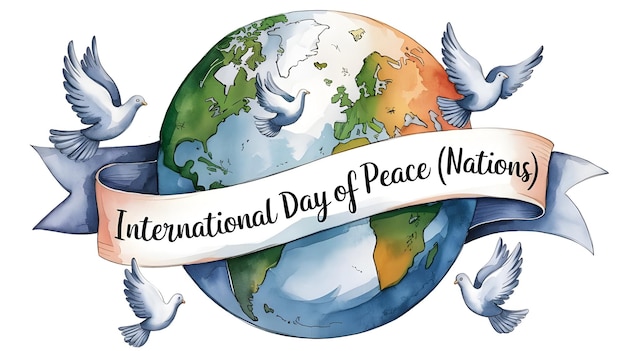 Photo international day of peace typography banner 21 september united nations