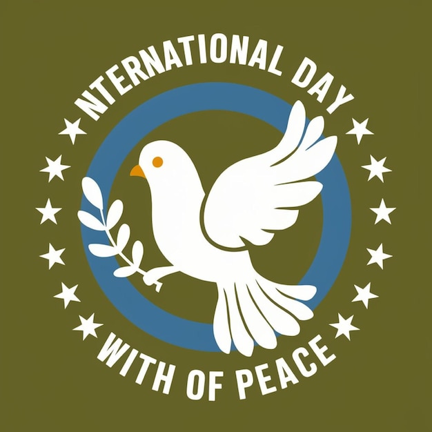 Photo international day of peace with a dove holding an olive branch