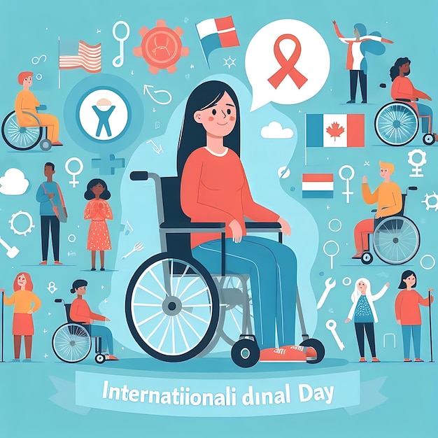 international day of persons with disabilities flat illustration 3d render typography