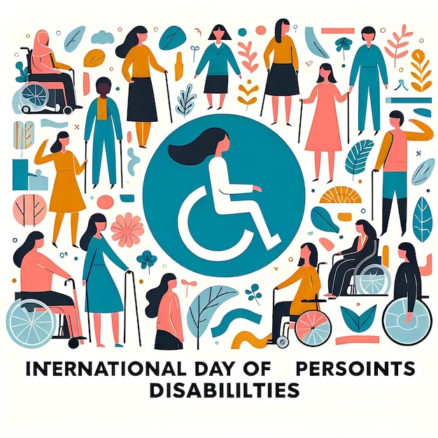 international day of persons with disabilities flat illustration 3d render typography