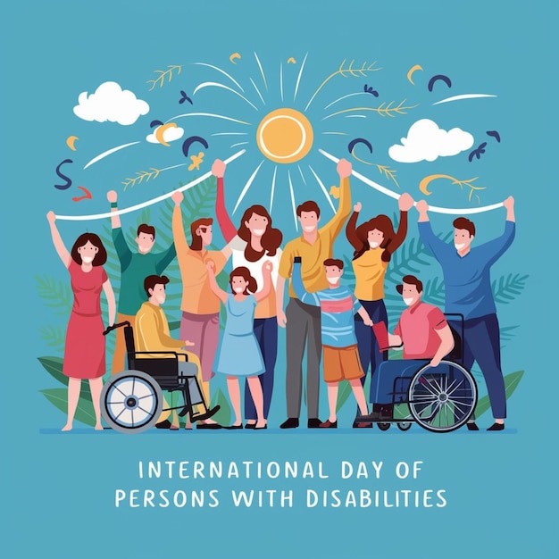 Photo international day of persons with disabilities with people of varying abilities celebrating