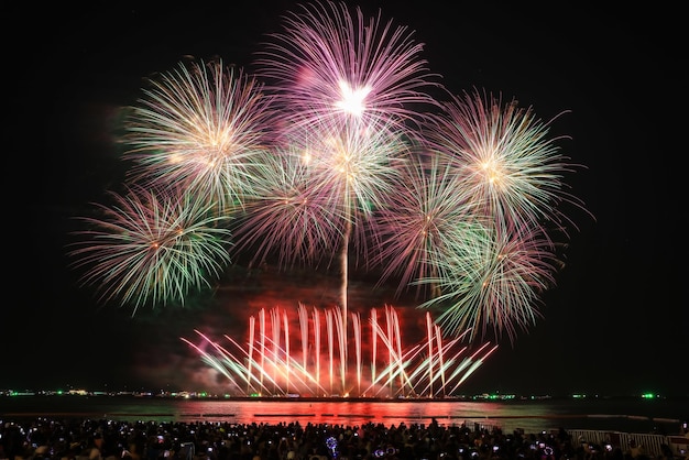 International fireworks at Pattaya International Fireworks Festival november 2021 in PattayaThailand