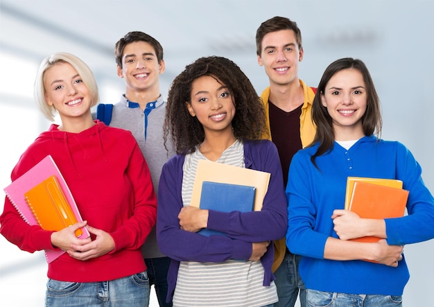 International group of happy young students